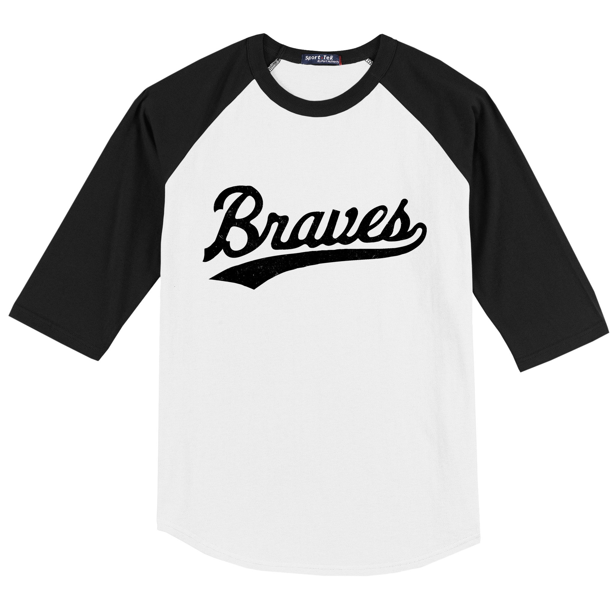 Men's Atlanta Braves Stitches Black Raglan V-Neck Jersey