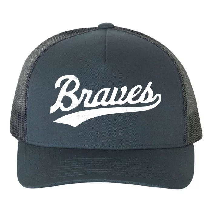 Braves Vintage Distressed Yupoong Adult 5-Panel Trucker Hat