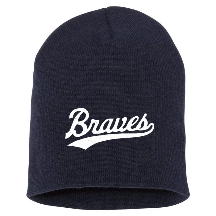 Braves Vintage Distressed Short Acrylic Beanie