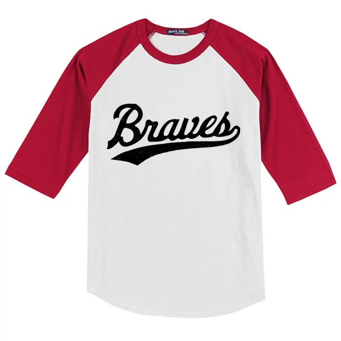 Braves Vintage Distressed Kids Colorblock Raglan Jersey