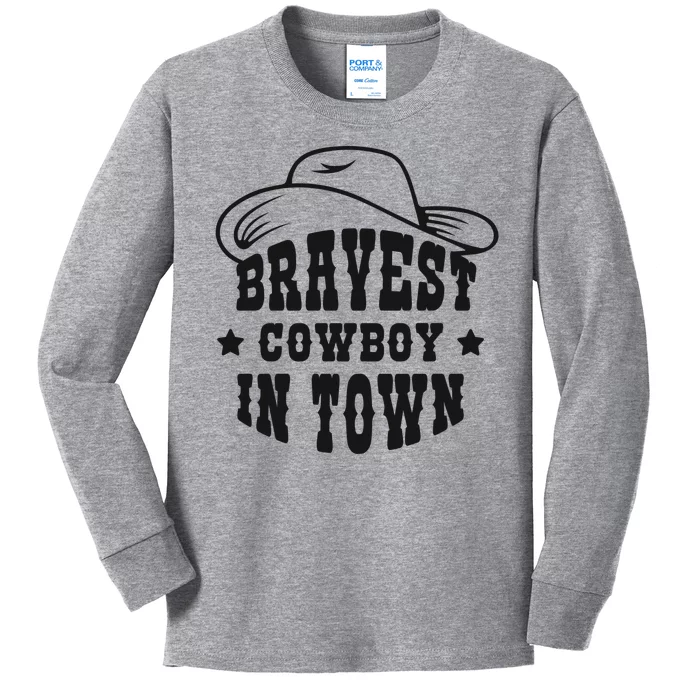 Bravest Cowboy In Town Kids Long Sleeve Shirt