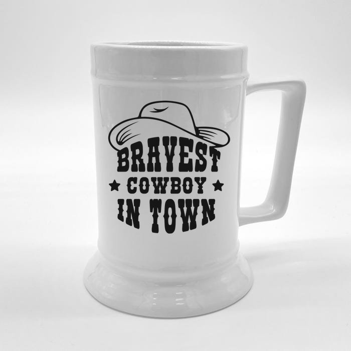 Bravest Cowboy In Town Front & Back Beer Stein