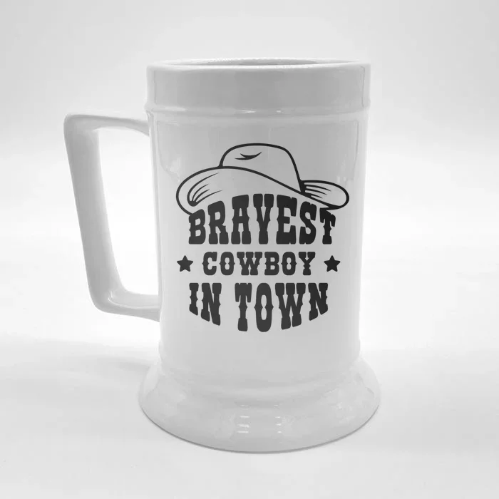 Bravest Cowboy In Town Front & Back Beer Stein