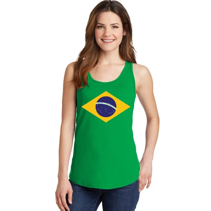 Brazil National Flag Ladies Essential Tank