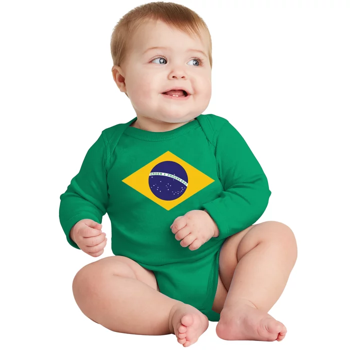 Brazil National Flag Baby Long Sleeve Bodysuit