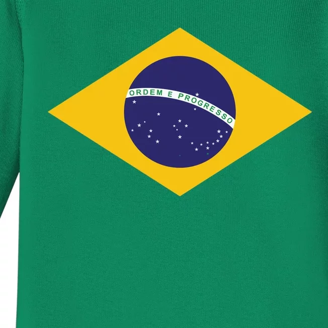 Brazil National Flag Baby Long Sleeve Bodysuit