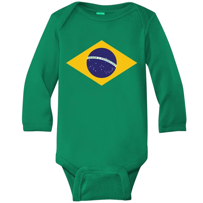 Brazil National Flag Baby Long Sleeve Bodysuit