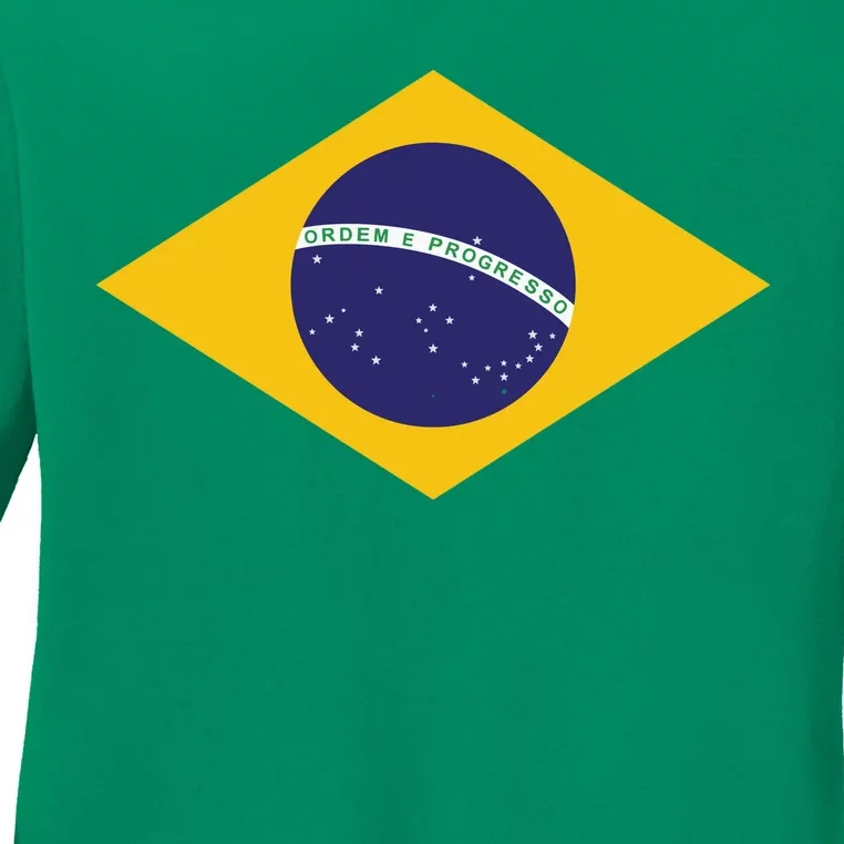 Brazil National Flag Ladies Long Sleeve Shirt