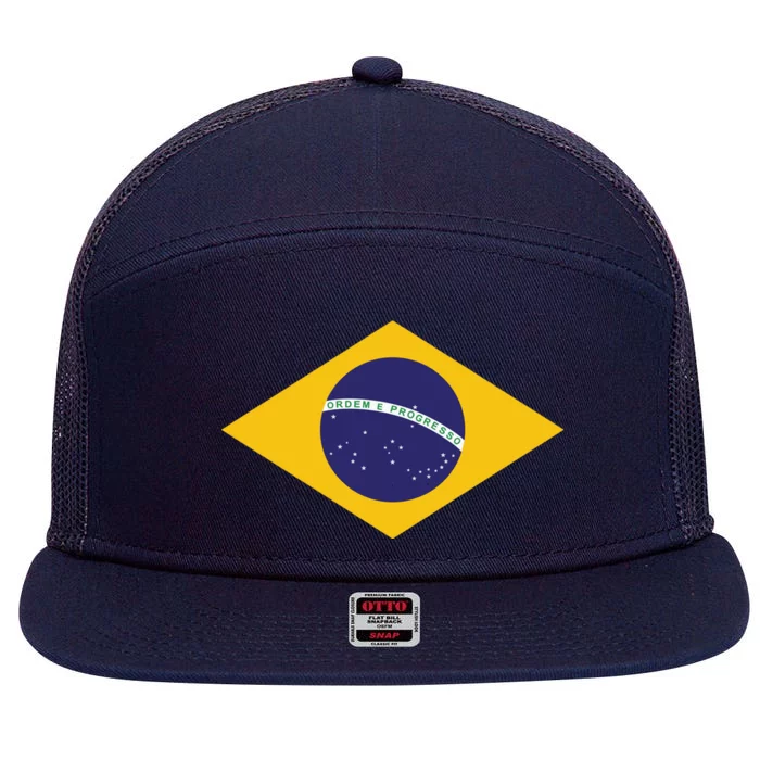 Brazil National Flag 7 Panel Mesh Trucker Snapback Hat