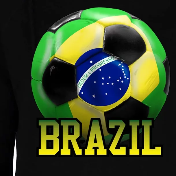 Brazil Soccer Logo Womens Funnel Neck Pullover Hood