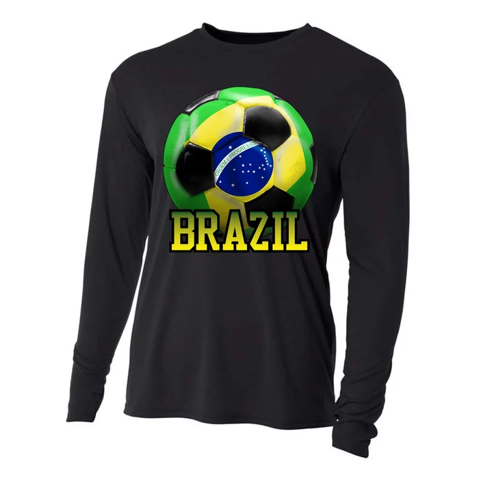 Brazil Soccer Logo Cooling Performance Long Sleeve Crew