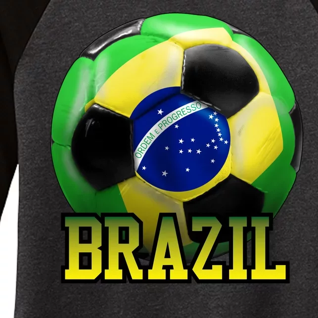 Brazil Soccer Logo Women's Tri-Blend 3/4-Sleeve Raglan Shirt