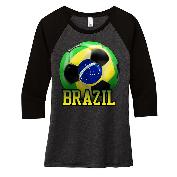 Brazil Soccer Logo Women's Tri-Blend 3/4-Sleeve Raglan Shirt