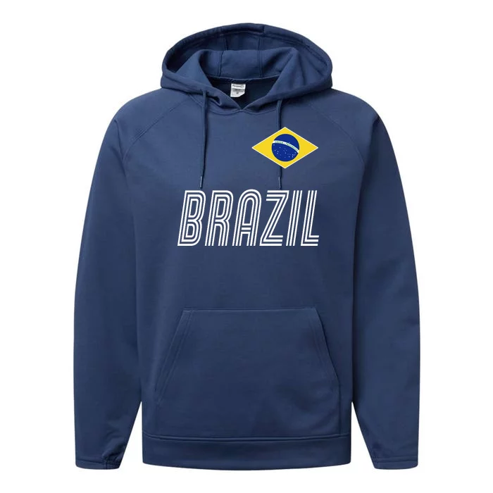 Brazil Soccer Team Jersey Flag Performance Fleece Hoodie