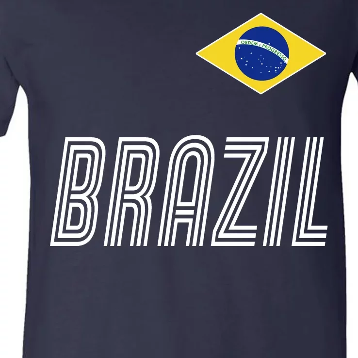 Brazil Soccer Team Jersey Flag V-Neck T-Shirt