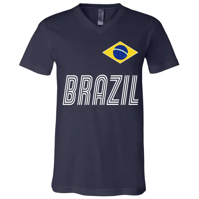 Brazil Soccer Team Jersey Flag V-Neck T-Shirt