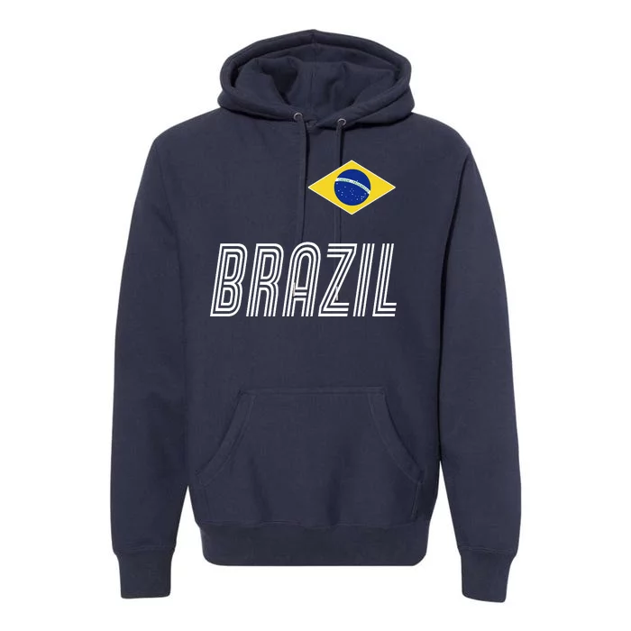 Brazil Soccer Team Jersey Flag Premium Hoodie