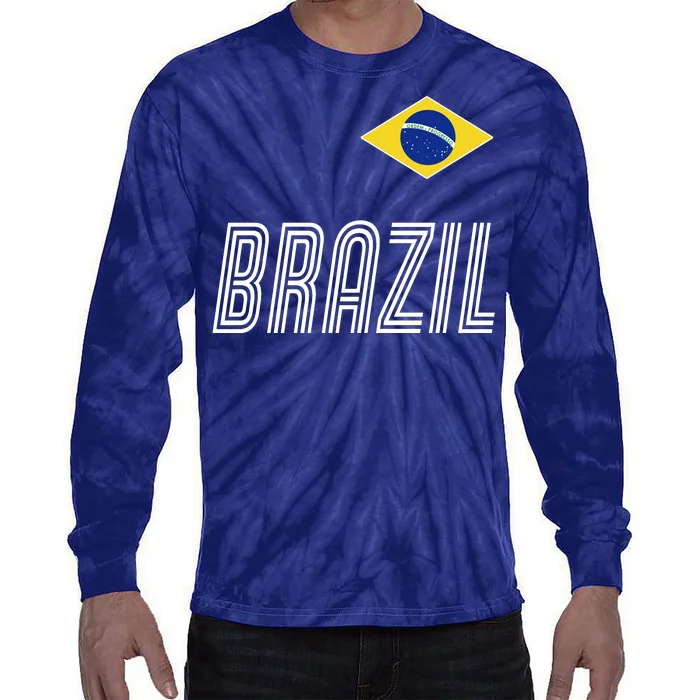 Brazil Soccer Team Jersey Flag Tie-Dye Long Sleeve Shirt