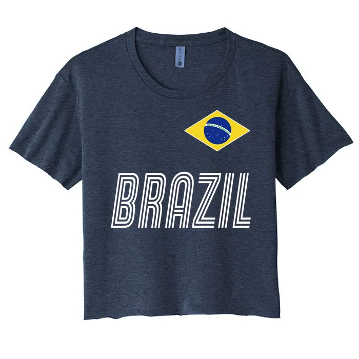 Brazil Soccer Team Jersey Flag Women's Crop Top Tee