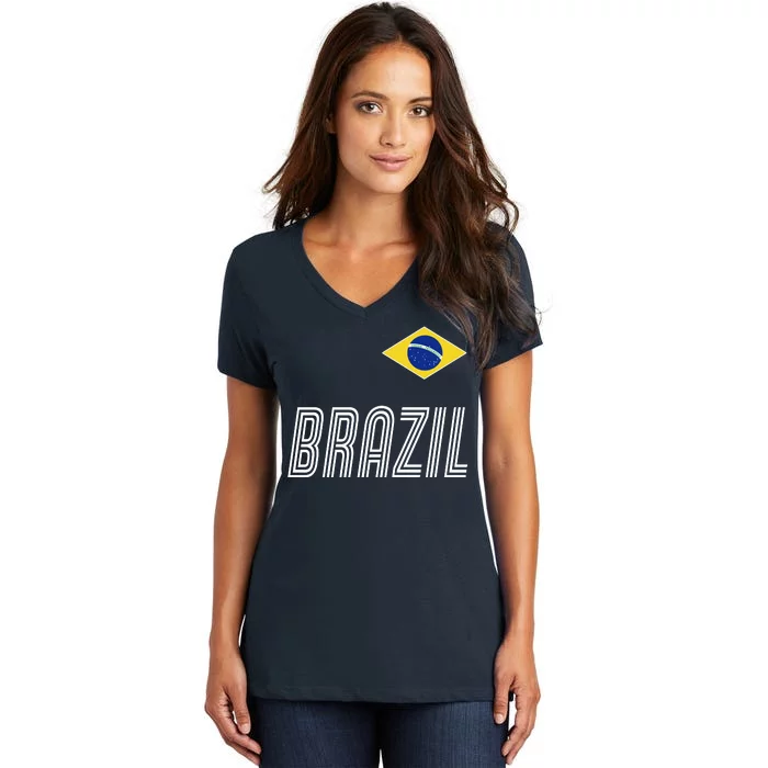 Brazil Soccer Team Jersey Flag Women's V-Neck T-Shirt