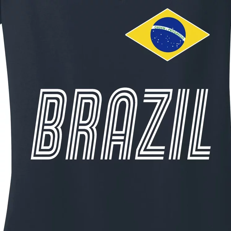 Brazil Soccer Team Jersey Flag Women's V-Neck T-Shirt