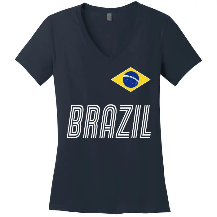 Brazil Soccer Team Jersey Flag Women's V-Neck T-Shirt