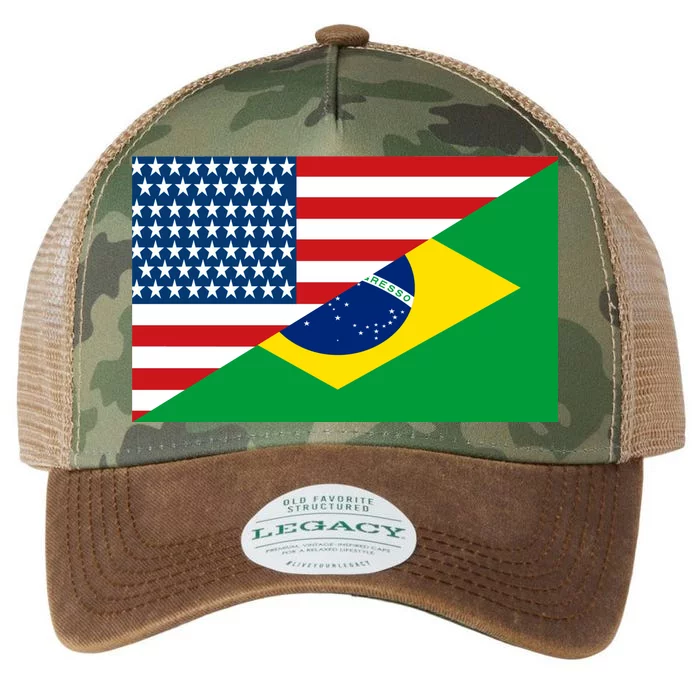 Brazil USA American Flag Legacy Tie Dye Trucker Hat