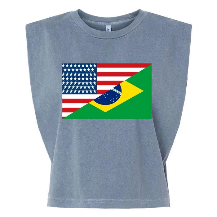 Brazil USA American Flag Garment-Dyed Women's Muscle Tee