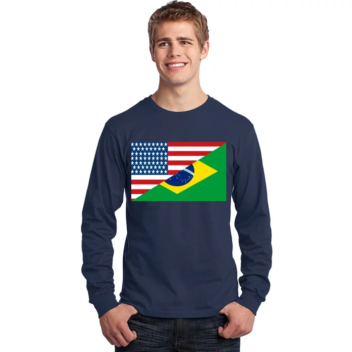 Brazil USA American Flag Long Sleeve Shirt