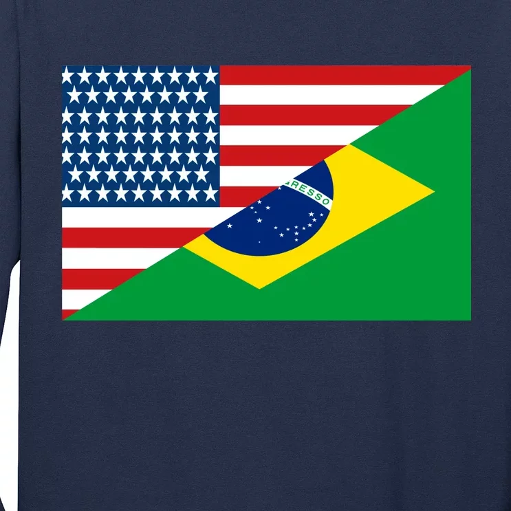 Brazil USA American Flag Long Sleeve Shirt