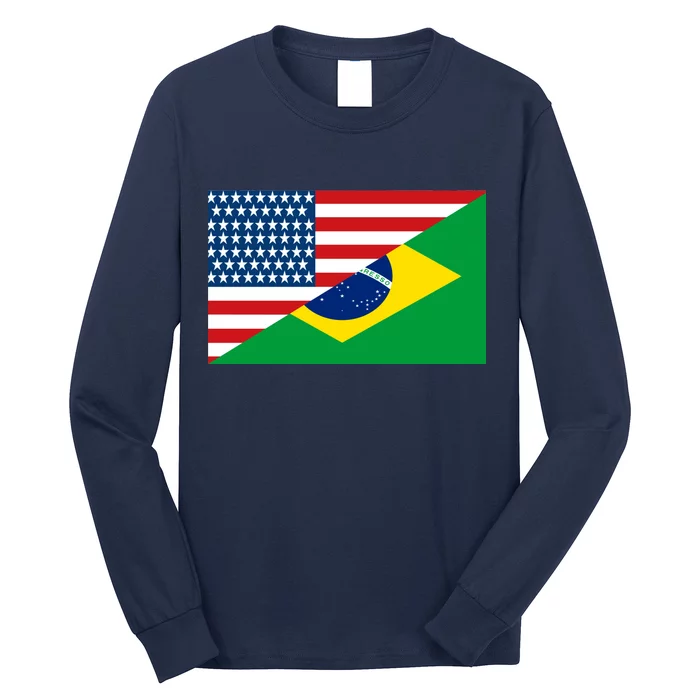 Brazil USA American Flag Long Sleeve Shirt