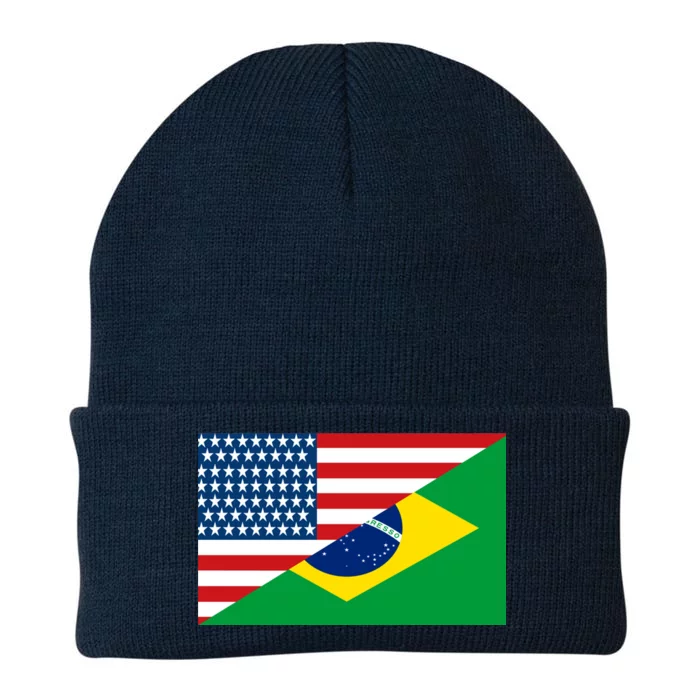 Brazil USA American Flag Knit Cap Winter Beanie