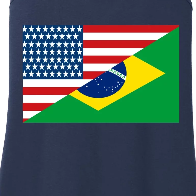 Brazil USA American Flag Ladies Essential Tank