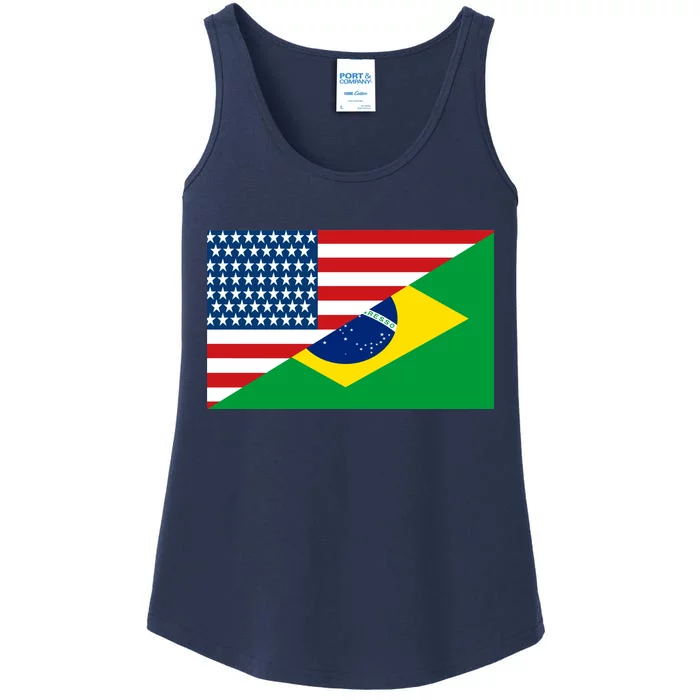 Brazil USA American Flag Ladies Essential Tank