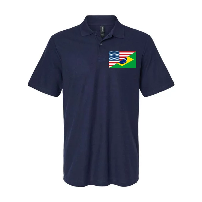 Brazil USA American Flag Softstyle Adult Sport Polo