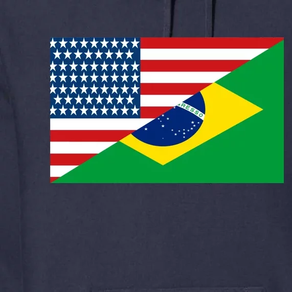 Brazil USA American Flag Premium Hoodie