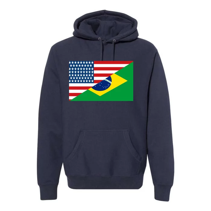 Brazil USA American Flag Premium Hoodie