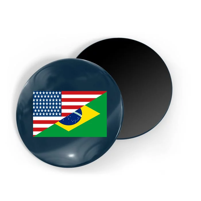 Brazil USA American Flag Magnet