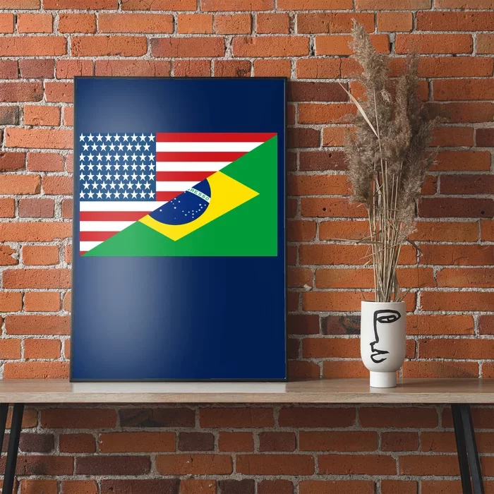 Brazil USA American Flag Poster