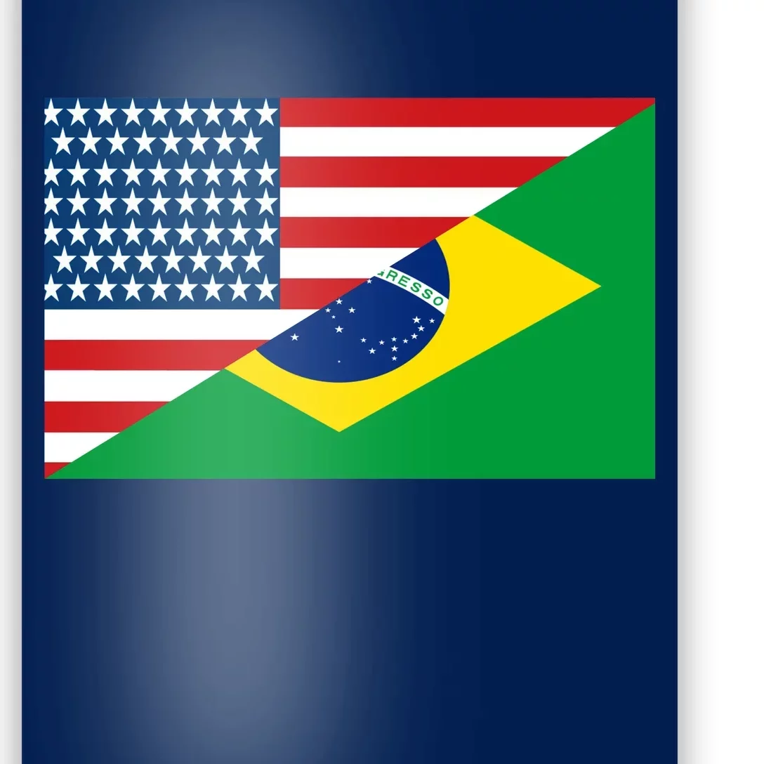 Brazil USA American Flag Poster