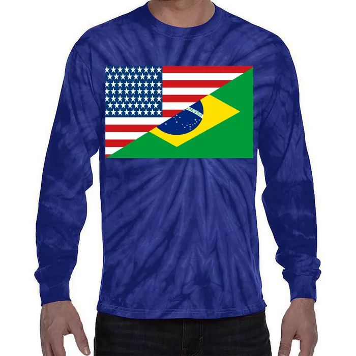 Brazil USA American Flag Tie-Dye Long Sleeve Shirt