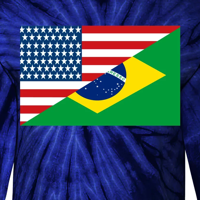 Brazil USA American Flag Tie-Dye Long Sleeve Shirt