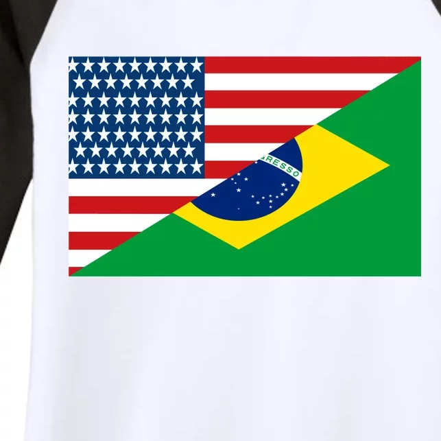 Brazil USA American Flag Women's Tri-Blend 3/4-Sleeve Raglan Shirt