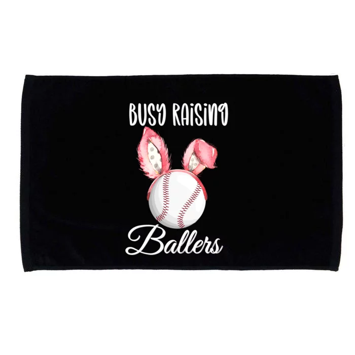 Busy Raising Ballers Softball Baseball Easter Bunny Ears Gift Microfiber Hand Towel