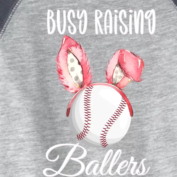 Busy Raising Ballers Softball Baseball Easter Bunny Ears Gift Toddler Fine Jersey T-Shirt