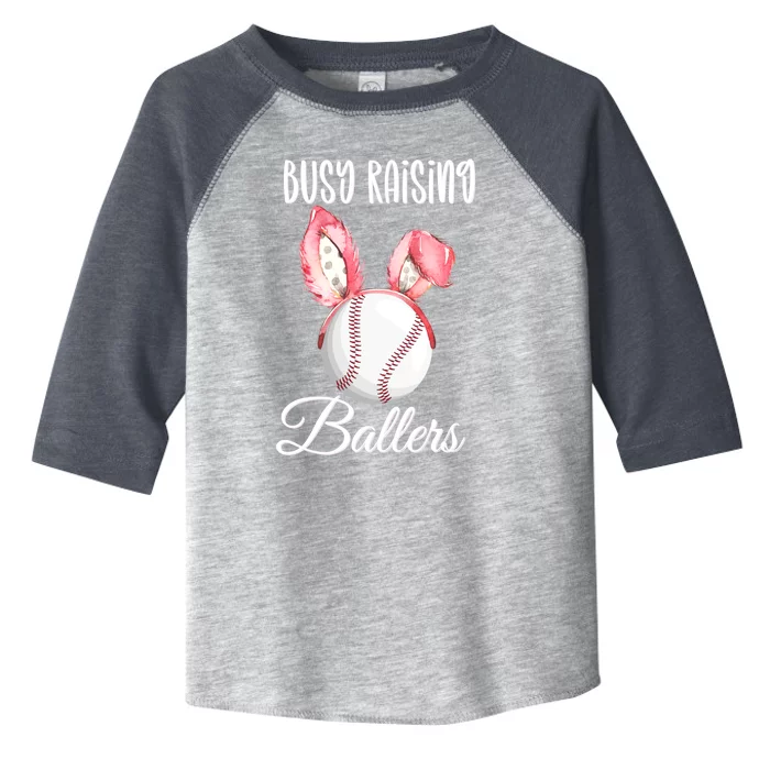 Busy Raising Ballers Softball Baseball Easter Bunny Ears Gift Toddler Fine Jersey T-Shirt