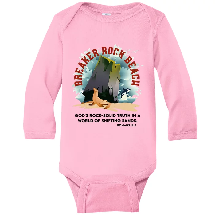 Breaker Rock Beach Gods Rock Solid Truth In A World Vbs 2024 Baby Long Sleeve Bodysuit