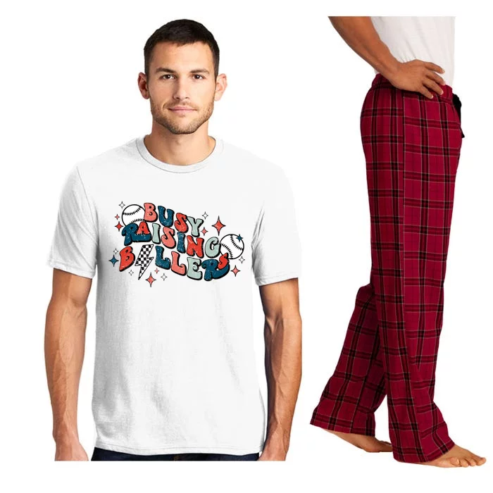 Busy Raising Ballers Funny Baseball Lover Mothers Day Pajama Set