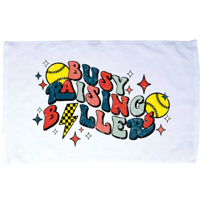 Busy Raising Ballers Funny softball Lover Mothers Day Microfiber Hand Towel