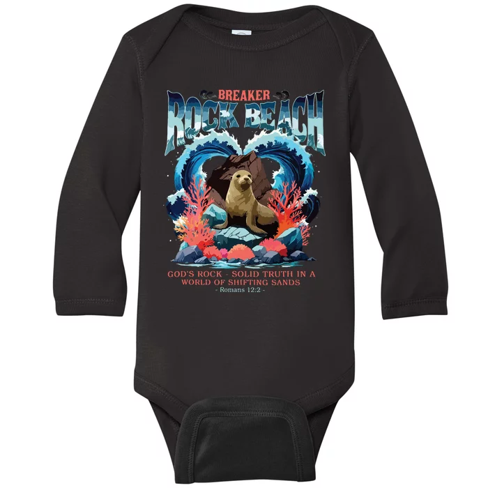 Breaker Rock Beach Vbs 2024 Gods Rock Solid Truth Christian Baby Long Sleeve Bodysuit